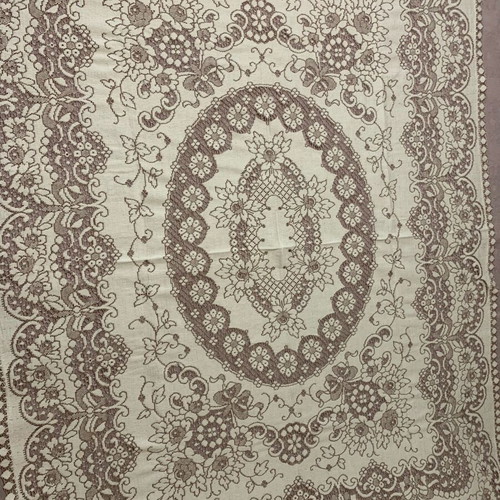 Vintage cotton tablecloth with machine lace, 70s, 1.25x1.70m