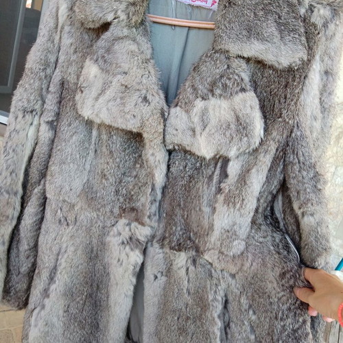 Women's natural rabbit fur used, medium size, gray shades