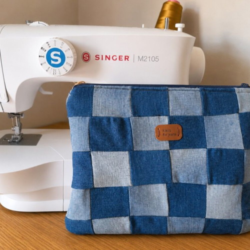 Handmade Denim Tablet Sleeve & Clutch New, Recycled Jeans Patchwork