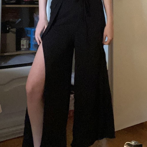 Pull & Bear Boho high waisted flowy pants with side slit