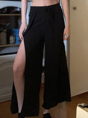 Pull & Bear Boho high waisted flowy pants with side slit