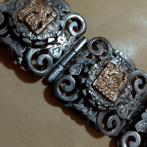 Vintage Mexican Sterling Silver 925 & 18K Gold Bracelet like new