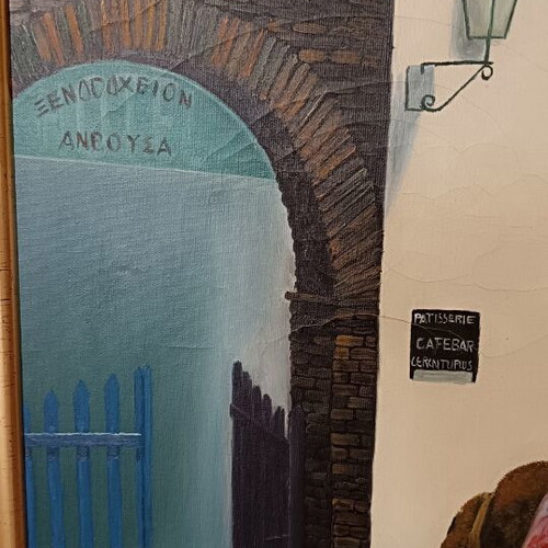 Oil painting on canvas used with wooden gold frame