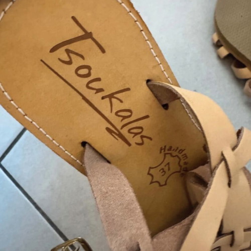 Tsoukalas Shoes beige platform sandals size 37