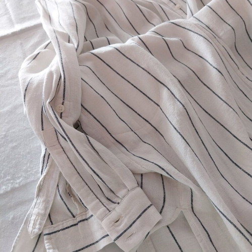 Dress M&S linen striped blue and off white size L/XL like new