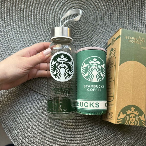 Starbucks glass bottle new 200ml with sleeve for hot drinks