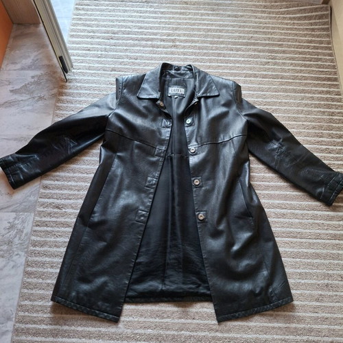 Lapel leather jacket black size M 100% leather like new