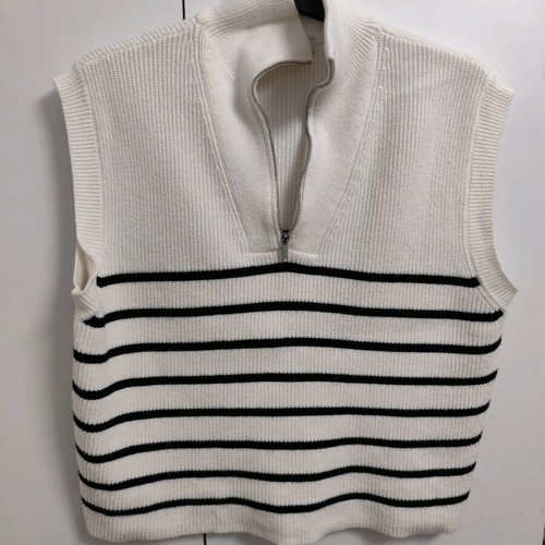 MANGO white vest/sweater with stripes size XL new