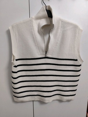 MANGO white vest/sweater with stripes size XL new
