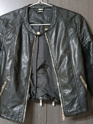 Women's H&M Divided faux leather jacket used, black, size M