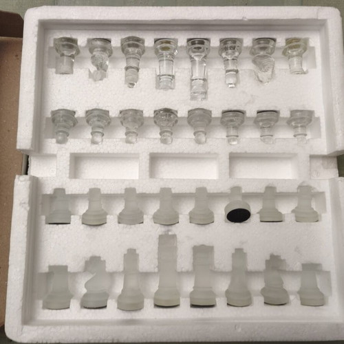 Luxury chess game with glass pieces and board, like new