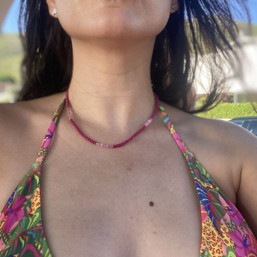 Handmade necklace with pink beads made to order