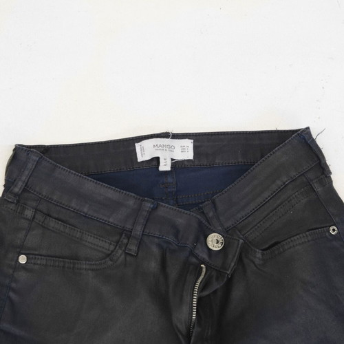 Mango black slim fit leather-look elastic pants used