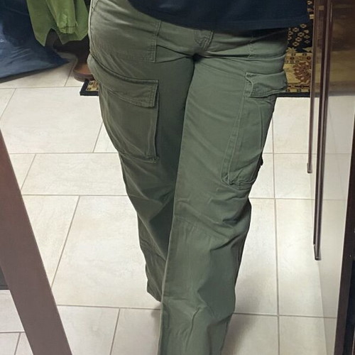 Bershka women's straight-leg pants green like new, size S