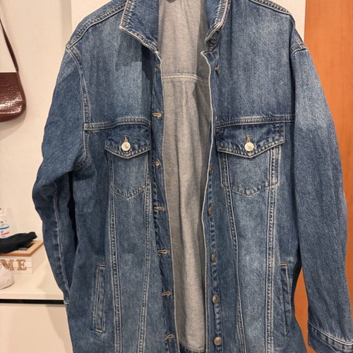 Long denim jacket used, size medium, blue