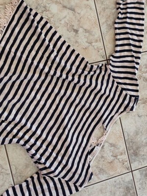 Pull & Bear striped blouse with lace used, size S, white and blue