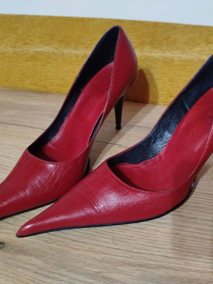 Tecno pointed stiletto pumps used, burgundy size 40