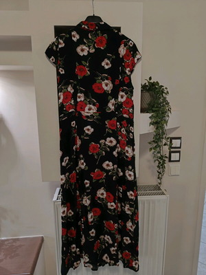 Floral women's dress used, size L, black