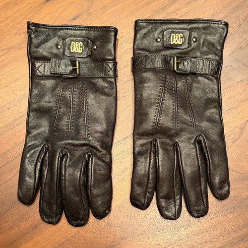 Dolce & Gabbana leather gloves like new, brown, size 9 1/2