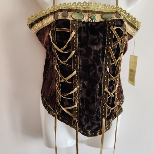 Velvet corset with gold details and green stones, new, Parisian style