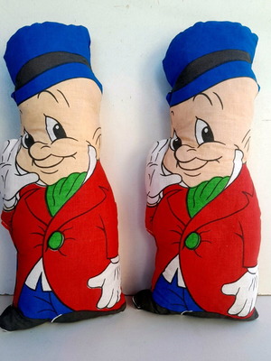 Elmer Fudd Melor Toys pillows new, 70's Greek made, set of 2