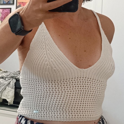 Toi&Moi knitted crop top beige, like new, S/M