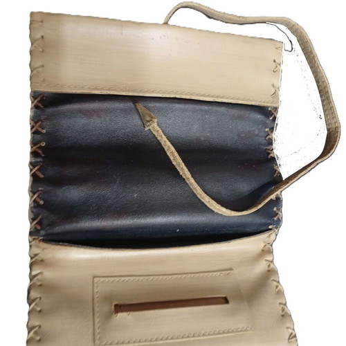 Leather tobacco case used, painted with minor defects