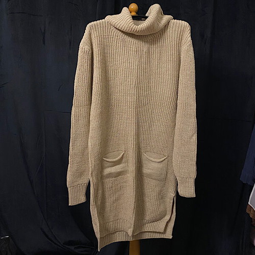 Knitted blouse dress women's new, beige, one size