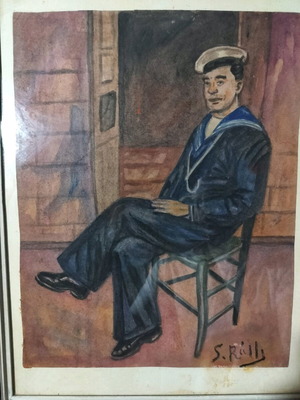 Sotiria Ralli oil painting on paper used with frame 40x30
