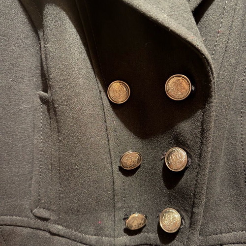Black coat with silver buttons like new, size 16