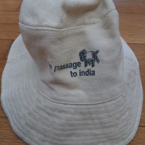 Bucket beige cotton hat with adjustable cord like new