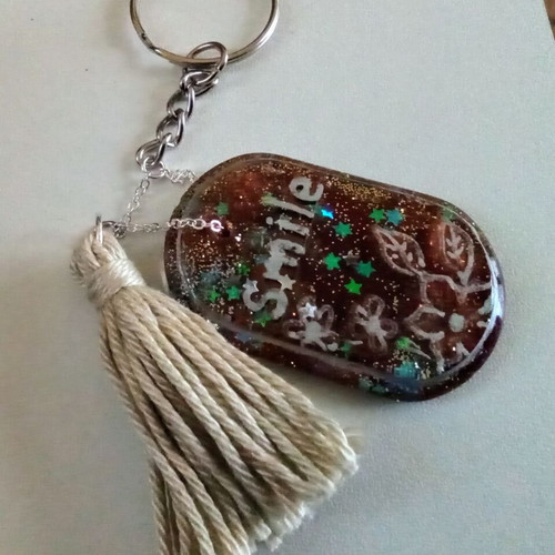 Handmade Smile keychain bag pendant like new, brown
