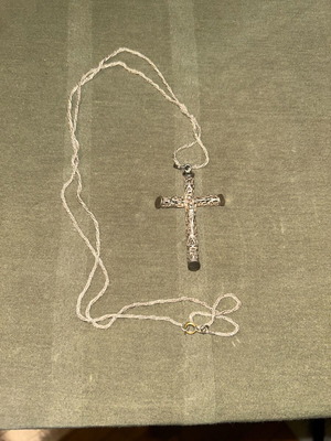 Vintage silver filigree cross with 925 silver chain, used