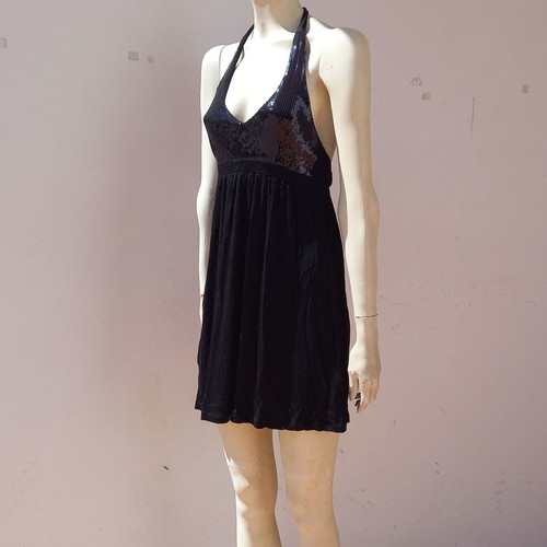 H&M mini dress with sequins used, black, size XS