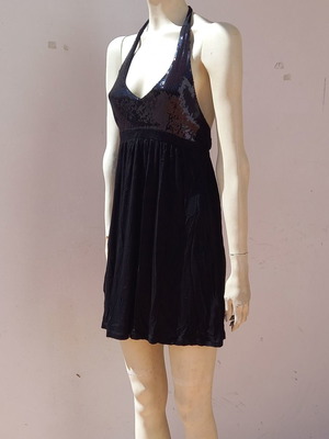 H&M mini dress with sequins used, black, size XS