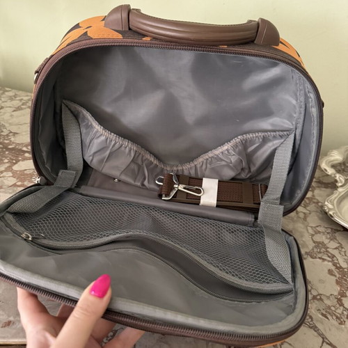 Travel Toiletry Bag like new, brown and orange floral design