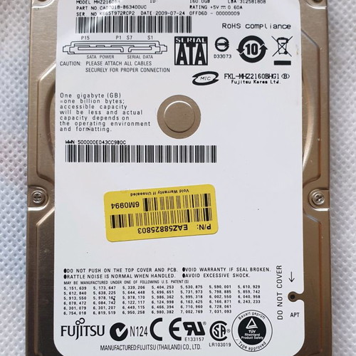Laptop HDD 2.5" used, 160GB Fujitsu or Hitachi