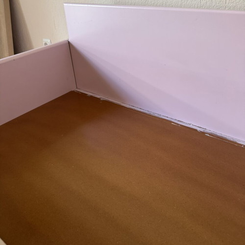Children's wooden single bed-sofa in pink shade, used