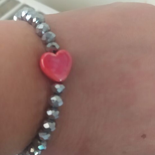 Handmade bracelet with crystals and ceramic heart new