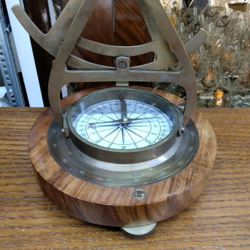 Antique brass telescope with compass like new