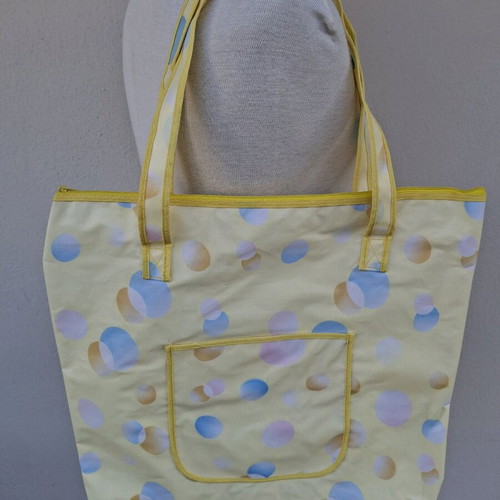 Beach bag like new, blue and yellow, plastic lining