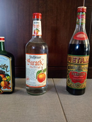 Metaxa Sweet Red Vermouth, Koiva Cocktail, Puchheimer Barack 1L vintage bottles