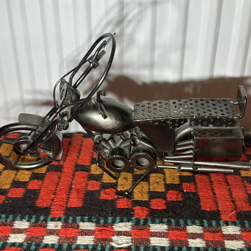 Vintage handmade metal chopper motorcycle decoration