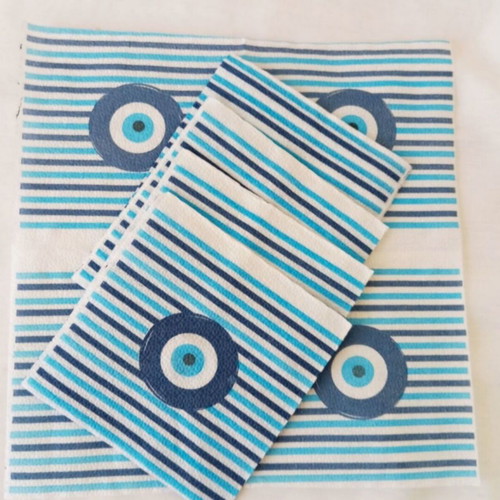 Decoupage napkins with eye and stripes, set of 5, new