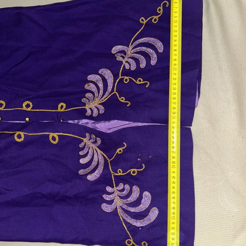 Vintage purple maxi dress 60s/70s with handmade embroidery, custom made