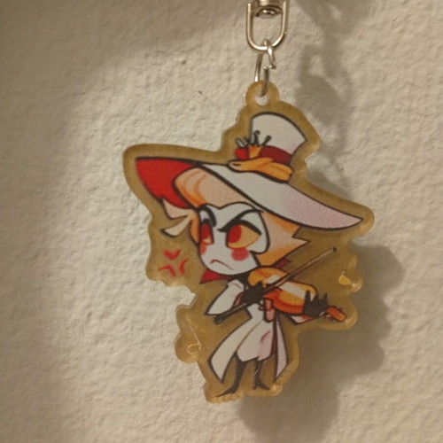 Hazbin Hotel Lucifer Wooden Keychain like new