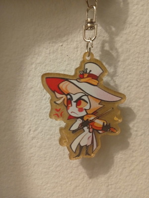 Hazbin Hotel Lucifer Wooden Keychain like new