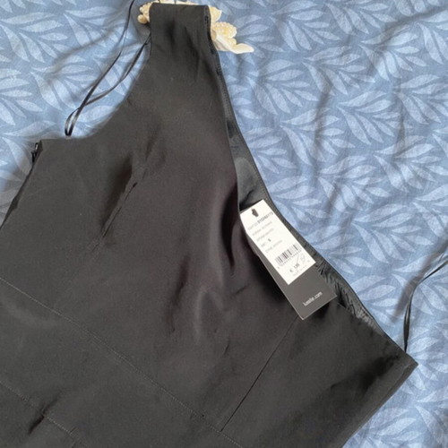 Lussile black one-shoulder dress with bow and back zipper, new