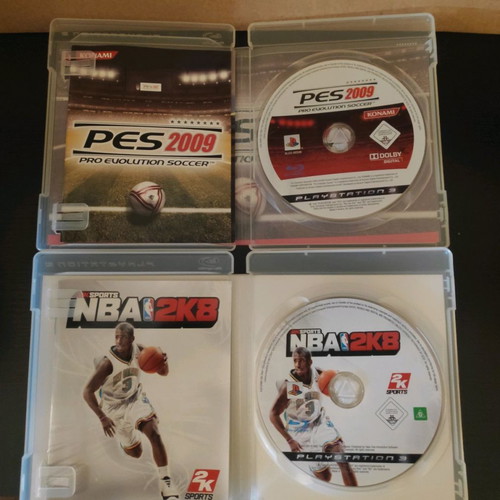 PES2009 and NBA2K8 pack for Playstation 3 used, complete with manuals
