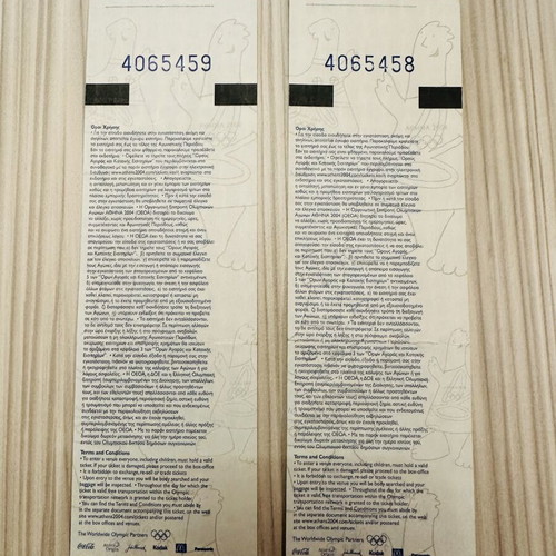 Athens 2004 Olympic Games Tickets Athletics OAKA Pair like new